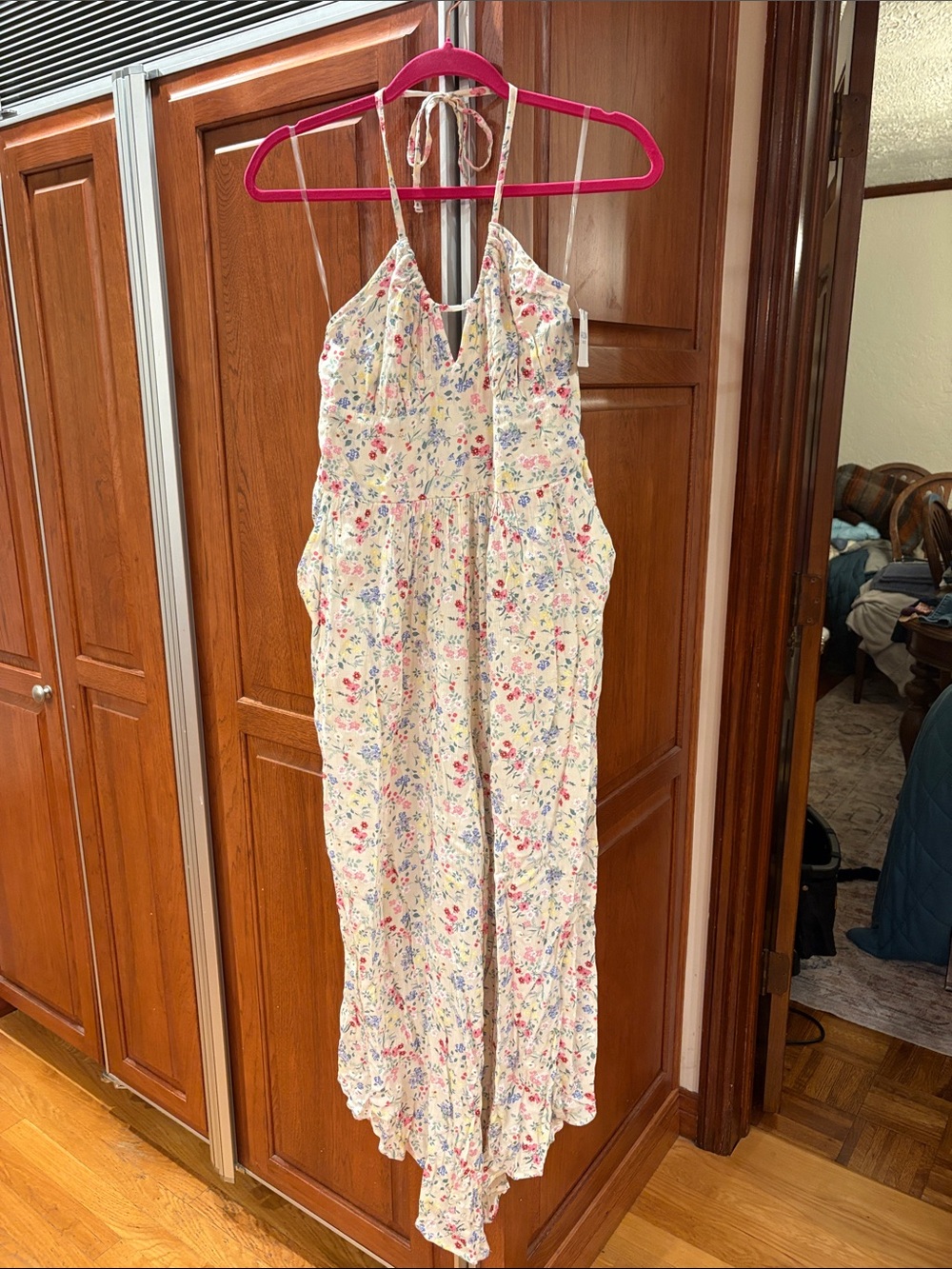 Arizona Jean Company Cream Floral Jumpsuit